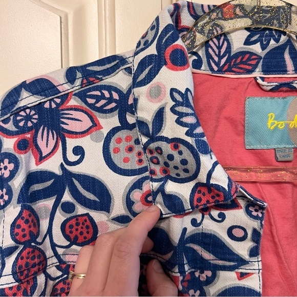 Boden Denim Jacket with Strawberries and Floral, Size 18 - Picture 8 of 11